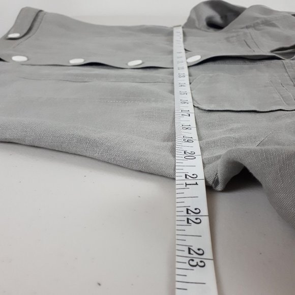 Spanner Taupe Button Down Linen Top - Picture 4 of 13